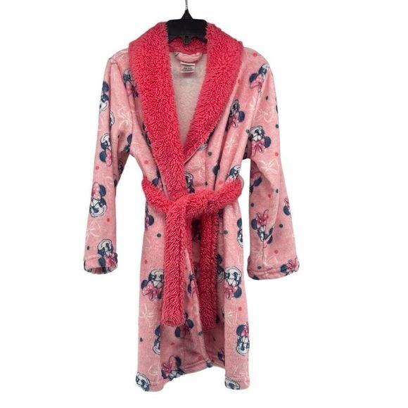 Disney Junior Minnie Mouse Toddler Girl’s Pink Fleece Belted Bath Robe 4T/5T - Picture 11 of 11